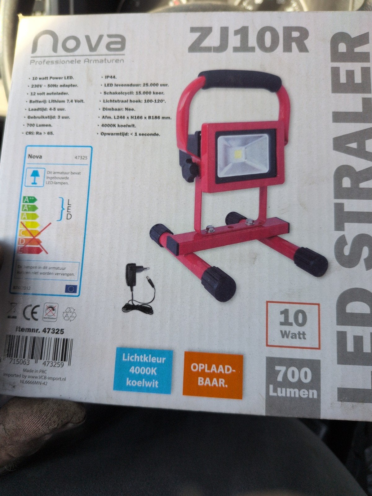 Nieuwe nova ZJ10R LED Bouwlamp Oplaadbaar 10W 700 Lumen, Minder dan 50 watt, Ophalen of Verzenden, Lamp met armatuur, Nieuw