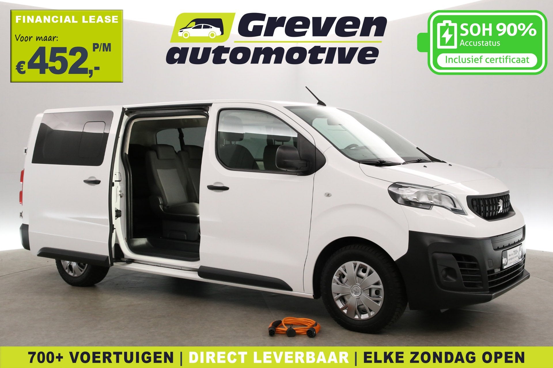 Peugeot e-Expert Kombi 75 kWh L3H1 Long Range 8 Zits | Snell, Auto's, Gebruikt, 8 stoelen, 40 min, Wit