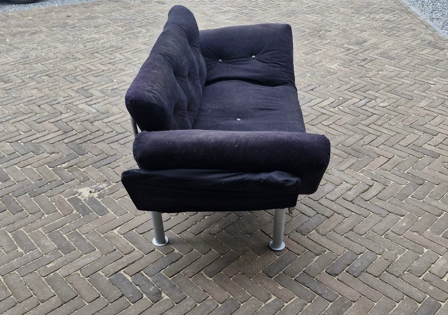 (Slaap) bankje zwart velours kinderkamer gratis, Ophalen, Gebruikt, Tweepersoons, 75 tot 100 cm