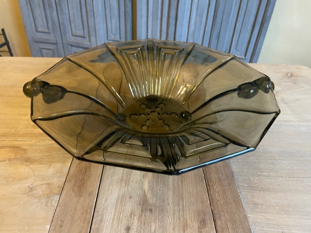 art deco 1930 Schaal Fruitschaal mosgroen Frans, Ophalen of Verzenden