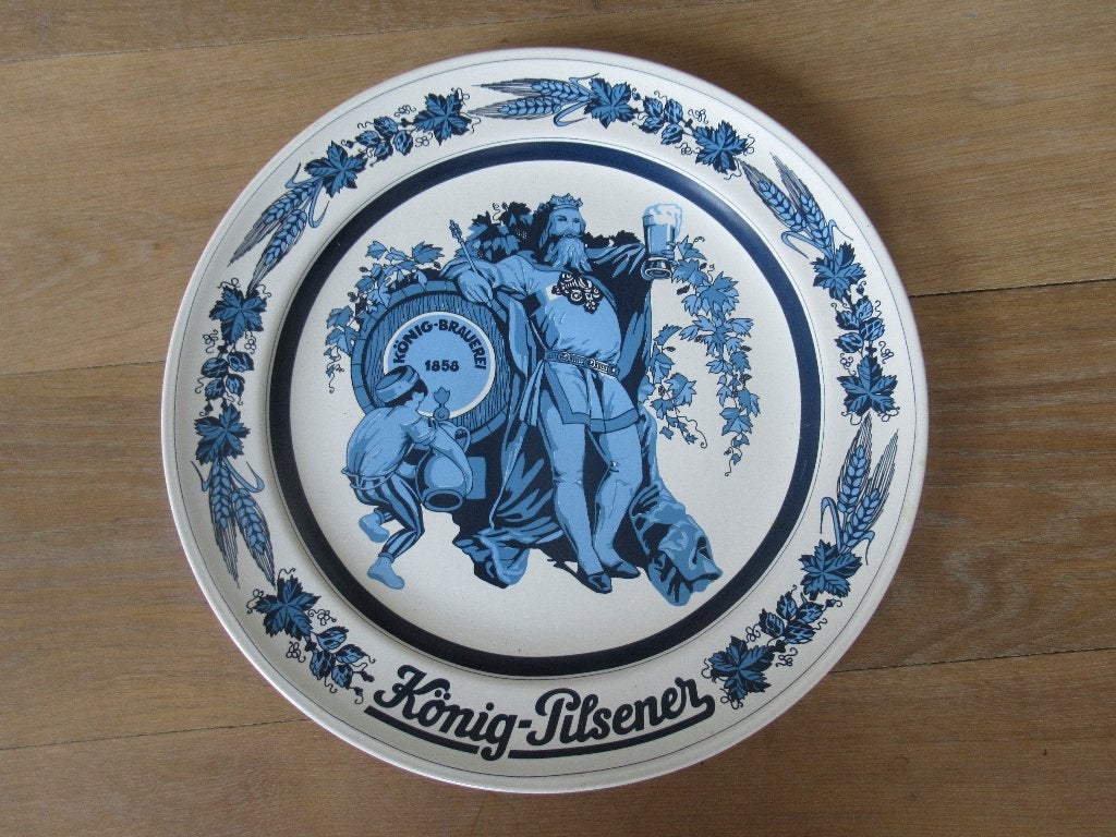König Pilsener Reclamebord blauw porseleinen bord, Ophalen of Verzenden, Zo goed als nieuw, Reclamebord, Plaat of Schild, Overige merken