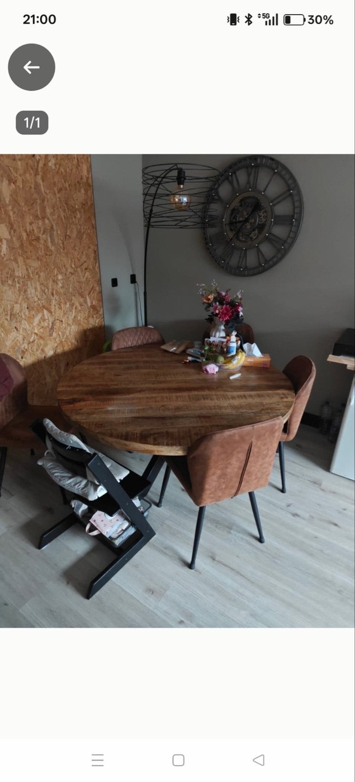 Ronde eettafel 150cm diameter, Huis en Inrichting, Tafels | Eettafels, Ophalen, Gebruikt, 150 tot 200 cm, Rond
