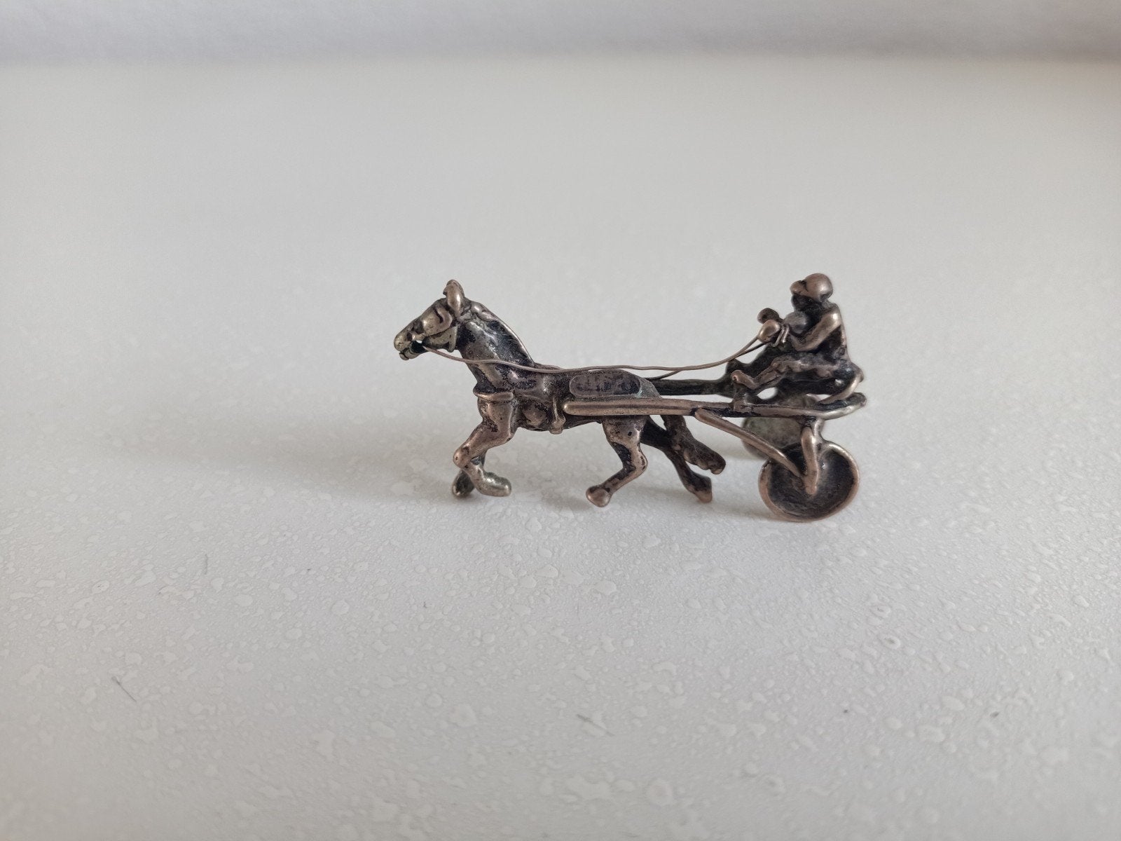 Vintage zilveren paard en sulky, Ophalen of Verzenden