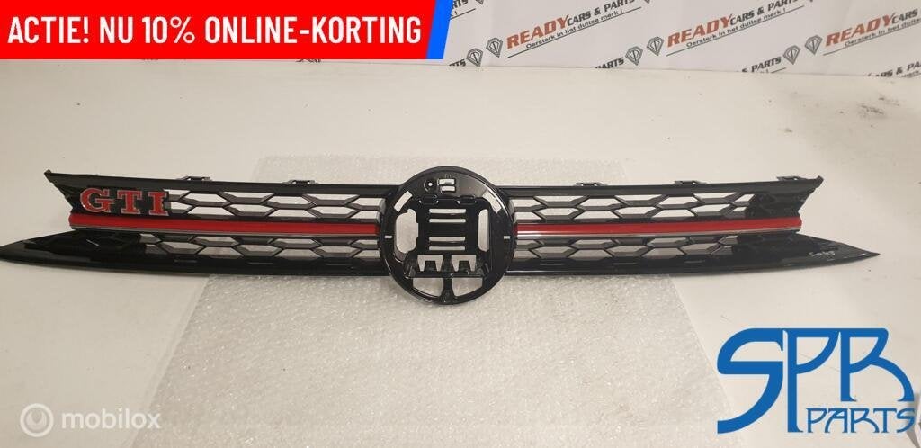 POLO 2G GTI AW1 HOOGGLANS ZWART Grille ROOD GTI LOGO EMBLEEM, Gebruikt, Volkswagen, Ophalen of Verzenden, Volkswagen