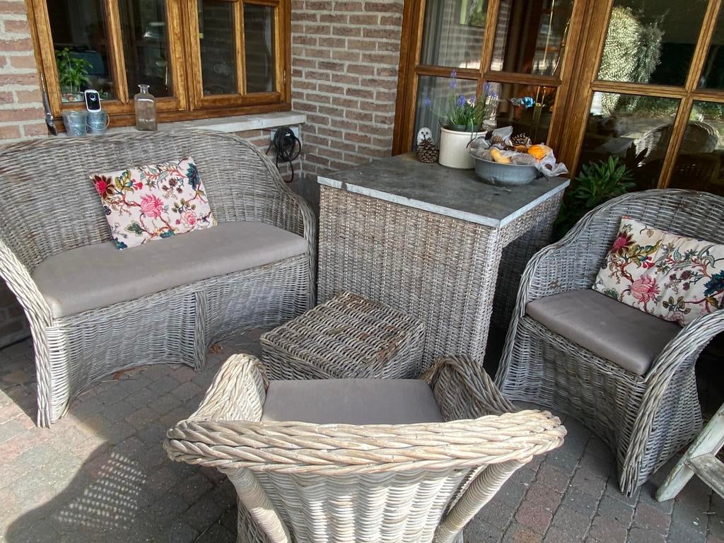 Rotan tuinset, Ophalen, 4 zitplaatsen, Gebruikt, Bank