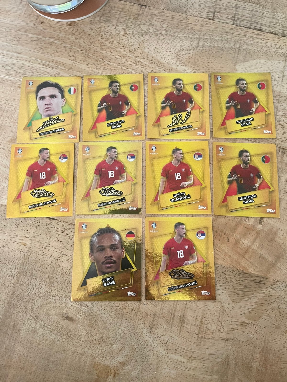 Topps Euro 24 Gold Lot –Bernardo Silva Vlahović Sané Chiesa, Ophalen of Verzenden, Zo goed als nieuw, Meerdere plaatjes