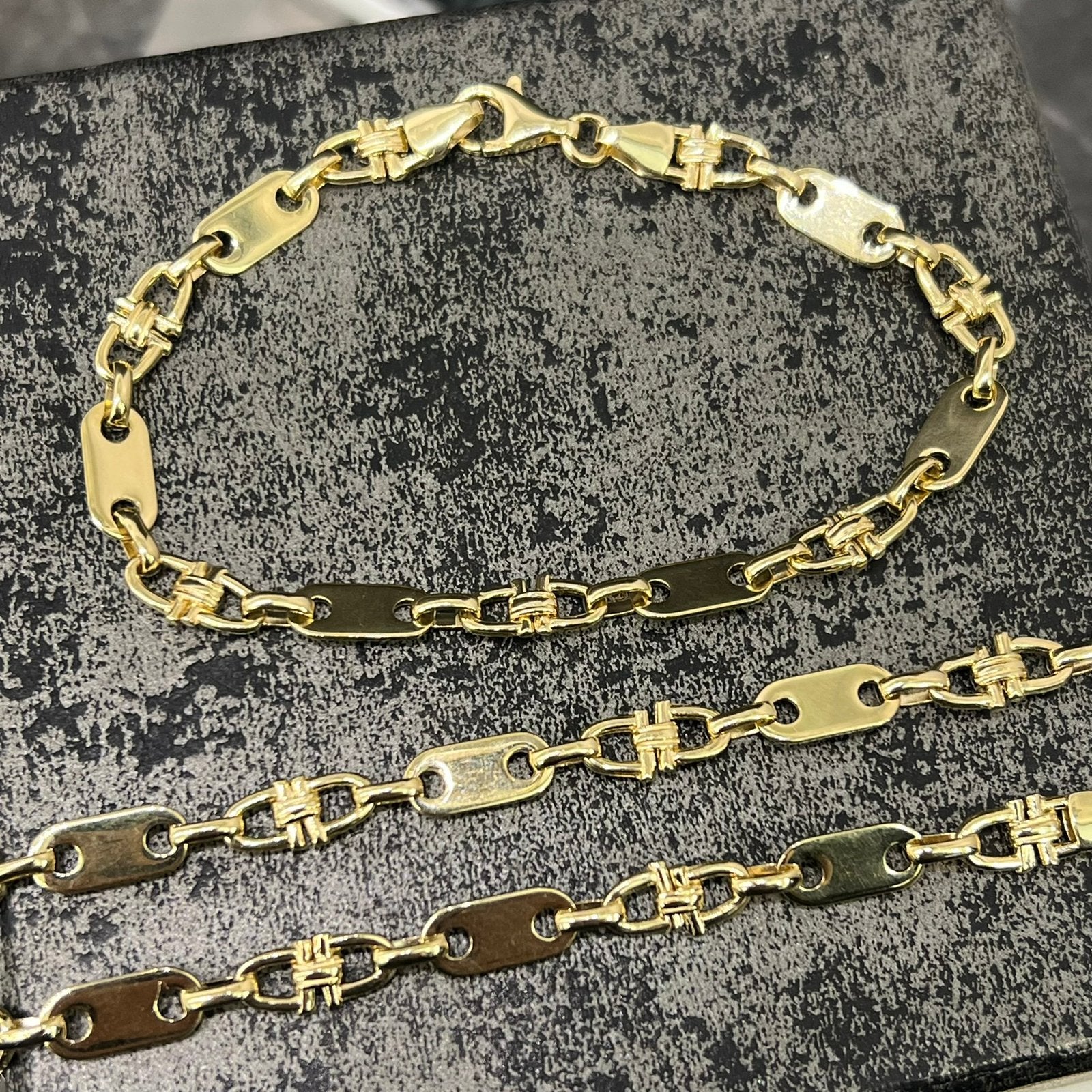 14 karaat gouden ketting armband massief kingsley magnum, Ophalen of Verzenden, Zo goed als nieuw, Goud