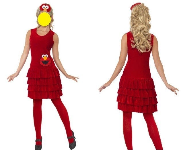 Leuk rood ELMO SESAMSTRAAT jurk + diadeem, Carnaval, Nieuw, Ophalen of Verzenden, Kleding