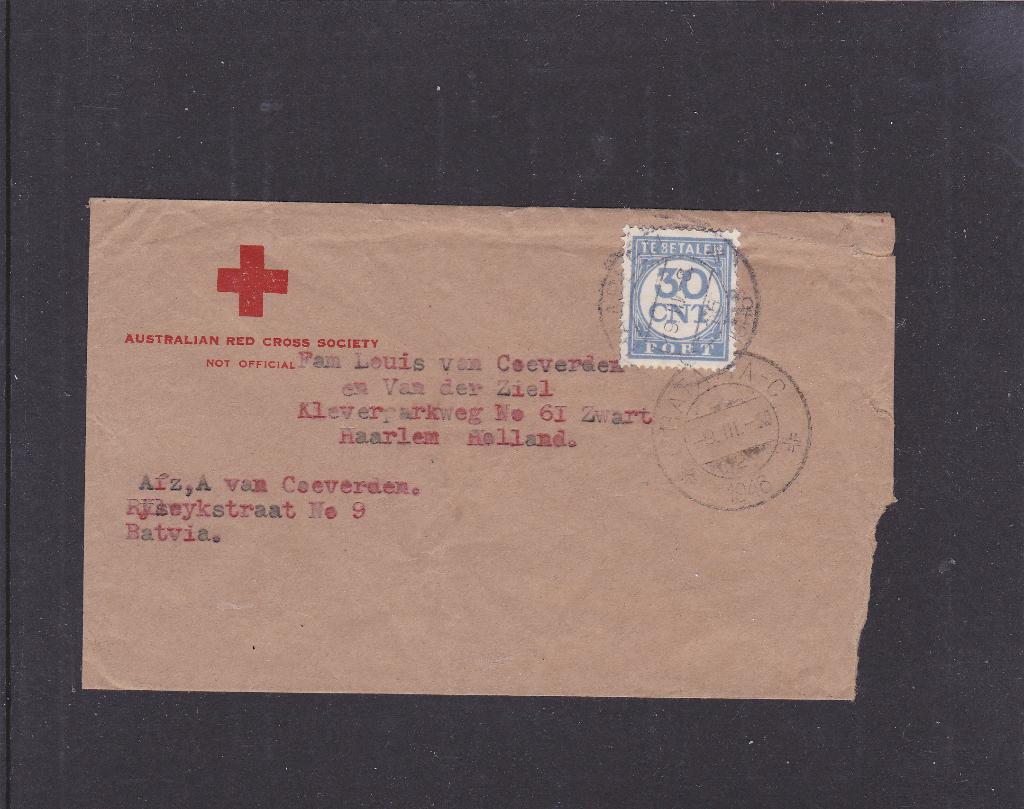 Brief met port Rode Kruis Nederlands Indië 1946 (132), Postzegels en Munten, Brieven en Enveloppen | Nederland, Verzenden, Envelop