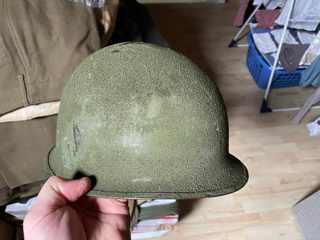 WW2 US, metaal, helmet M1 Schlueter, Ophalen of Verzenden, Landmacht, Amerika, Helm of Baret