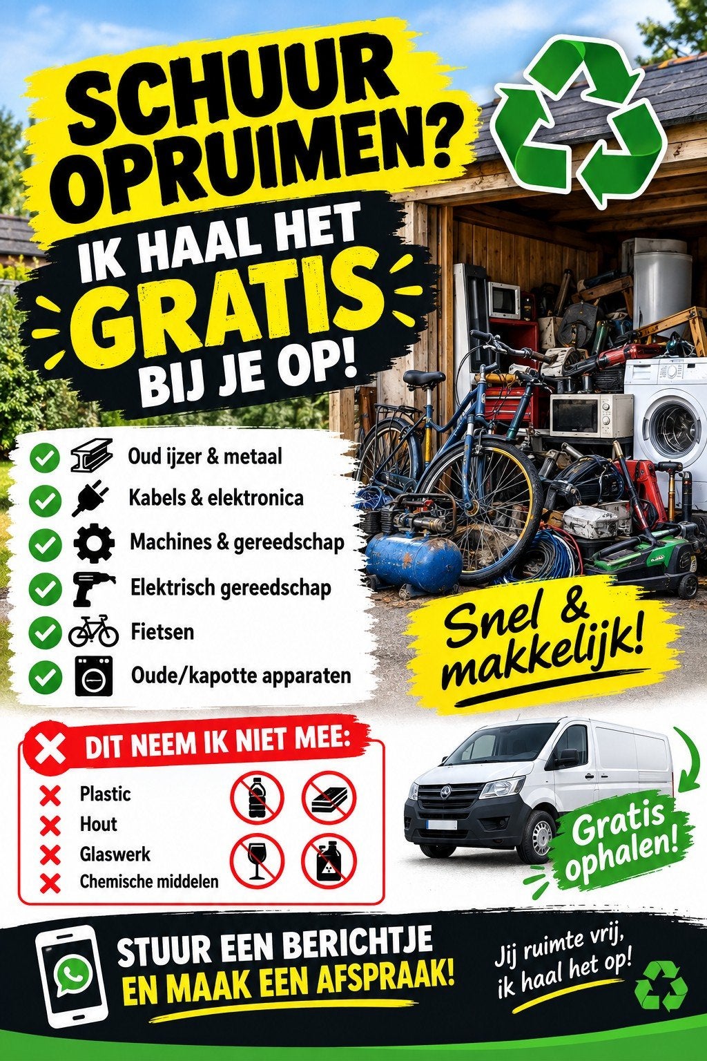 gratis ophalen van uw oudijzer, Ophalen of Verzenden