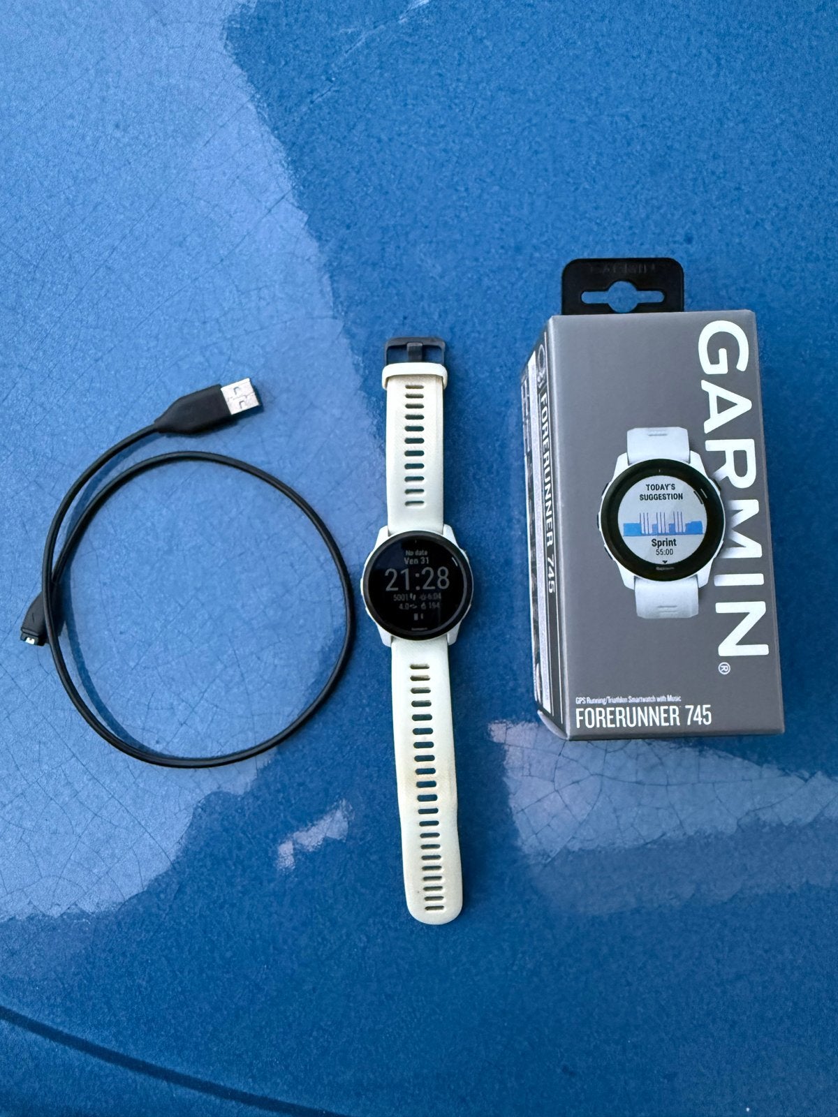 Garmin Forerunner 745 - Gebruikt, Goede Staat, Gebruikt, Wit, Ophalen of Verzenden, Waterdicht