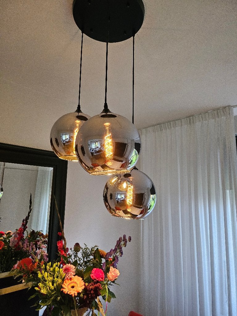 Hanglamp, Ophalen, Zo goed als nieuw, Glas, E27 (groot)