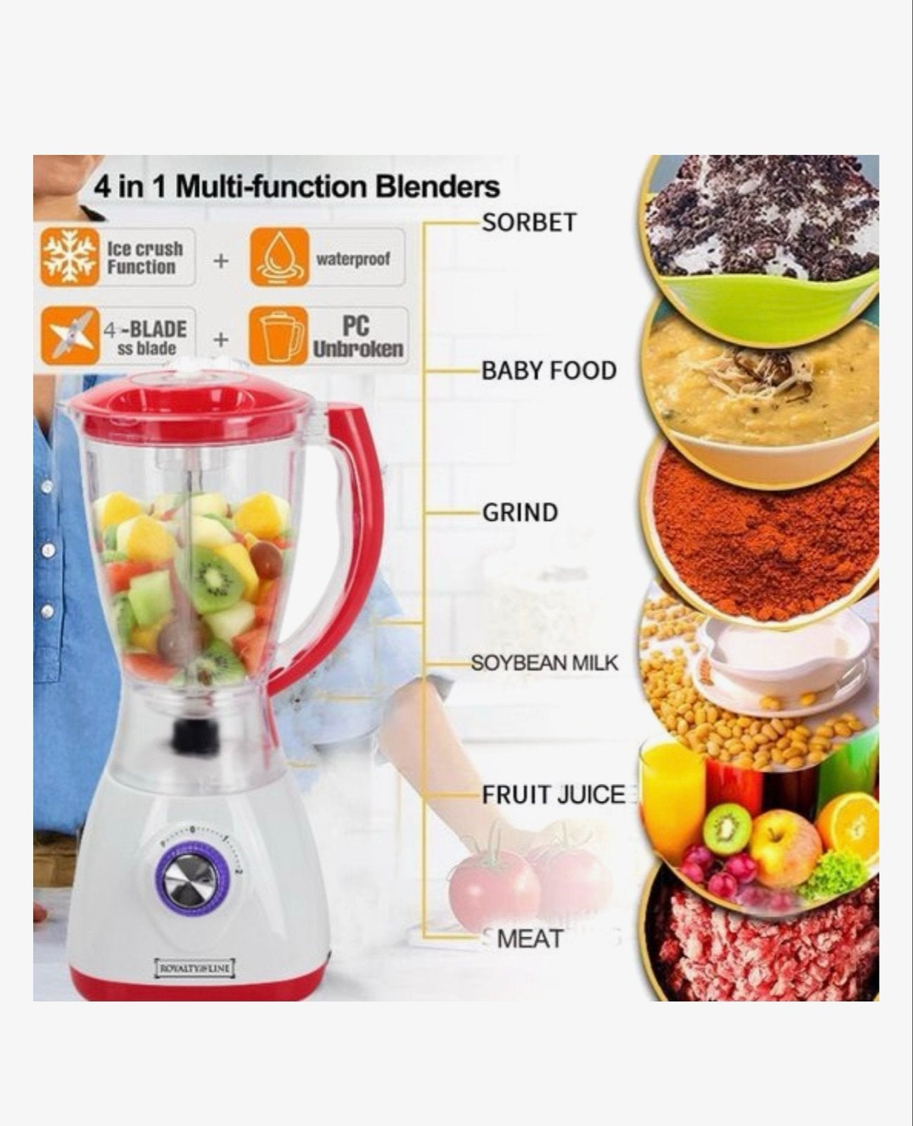 Royalty Line 4-in-1 Multifunctionele Blender - Nieuw, Ophalen of Verzenden, Nieuw, Blender