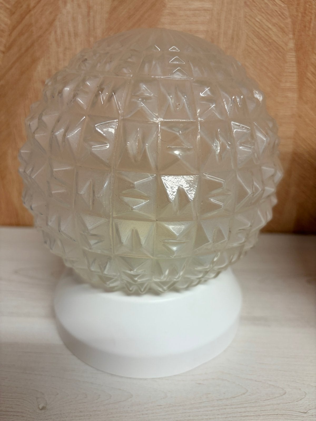 Vintage plafonnière met helder glas - 2 stuks beschikbaar, Ophalen, Vintage, Gebruikt, Wit