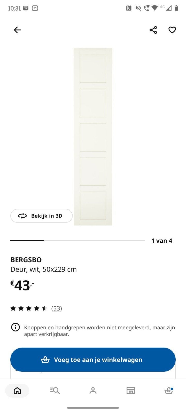 5x IKEA PAX BERGSBO deuren wit 50x229 cm (gebruikt), Ophalen, Gebruikt, 200 cm of meer, 50 tot 100 cm
