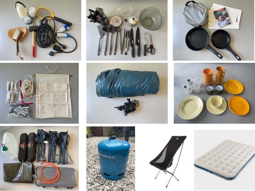 Kampeerspullen met gasfornuis en gas, Ophalen, Gebruikt