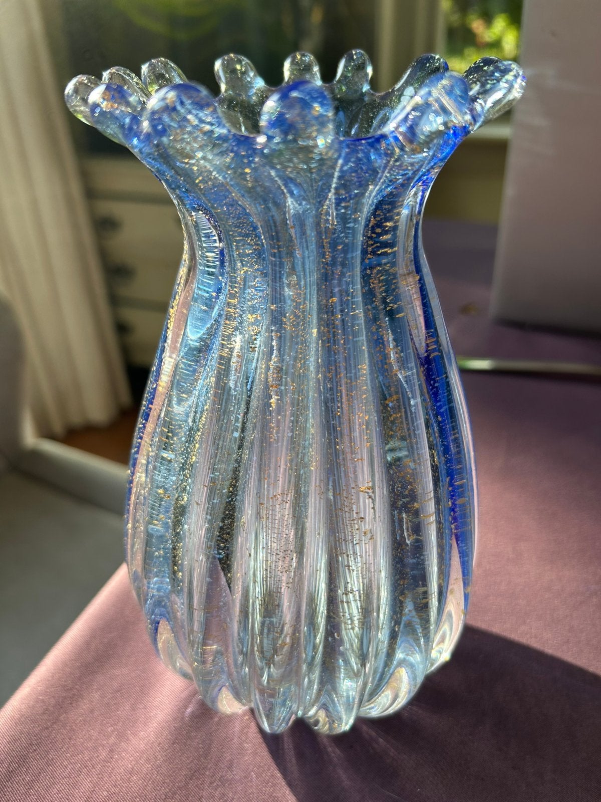 Laatste kans! Schitterende Murano vaas met goud 20 cm, Ophalen of Verzenden