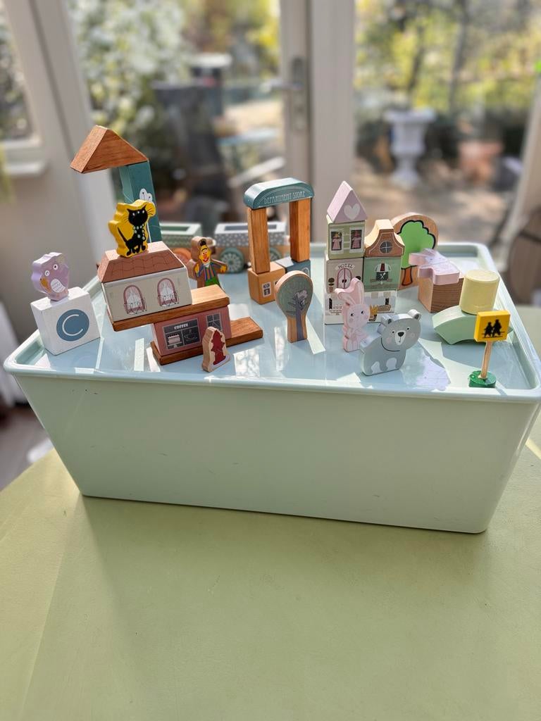 Houten blokjes Little Dutch, Grimms, Sesamstraat, Fiep, Ophalen of Verzenden, Gebruikt