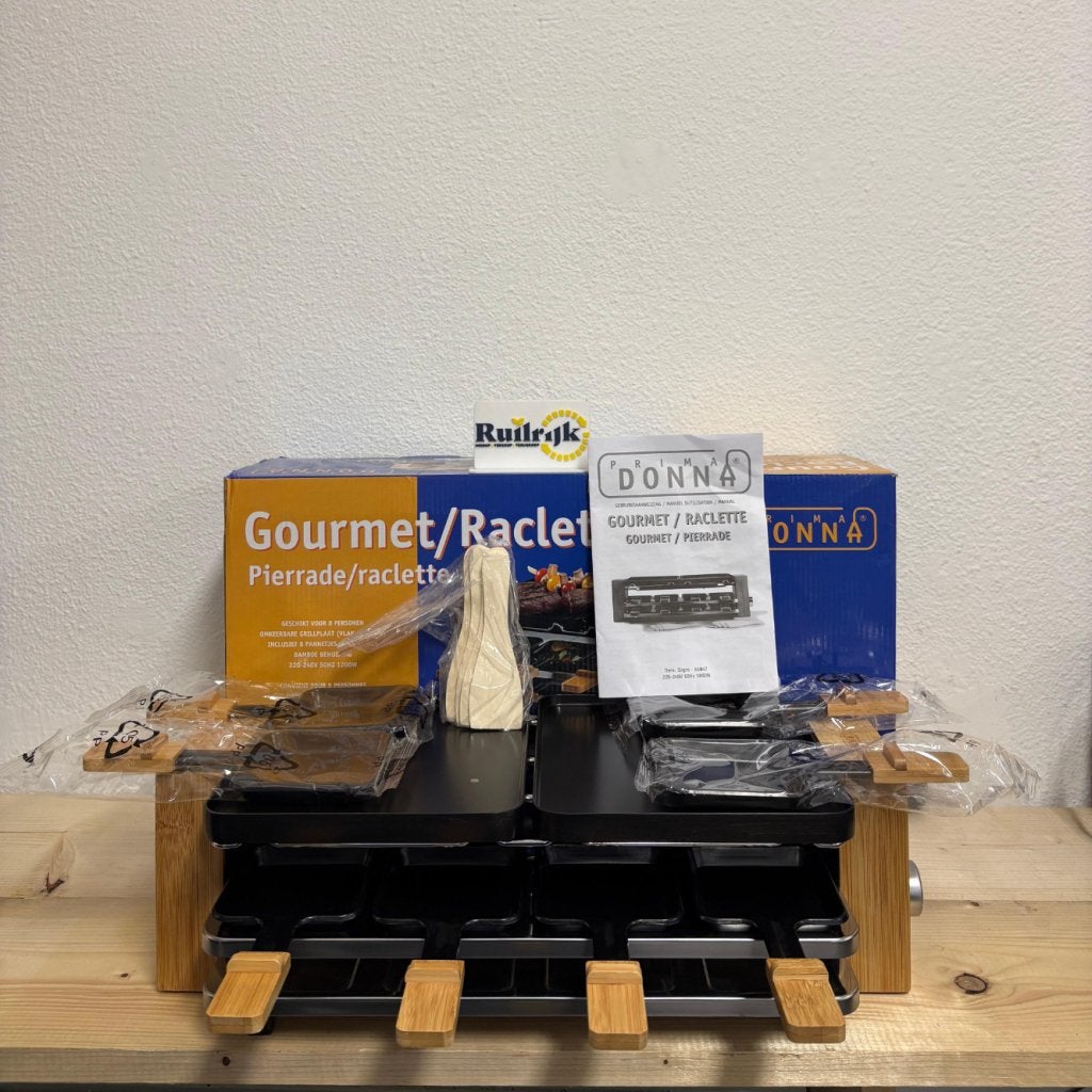 Prima Donna Gourmet-raclette bamboe 8 persoons - Nieuw, Flex Ltd., Zo goed als nieuw, https://flex.com/contact-us, Nobelstraat 10, 5807 GA Oostrum LB, Limburg, Nederland
