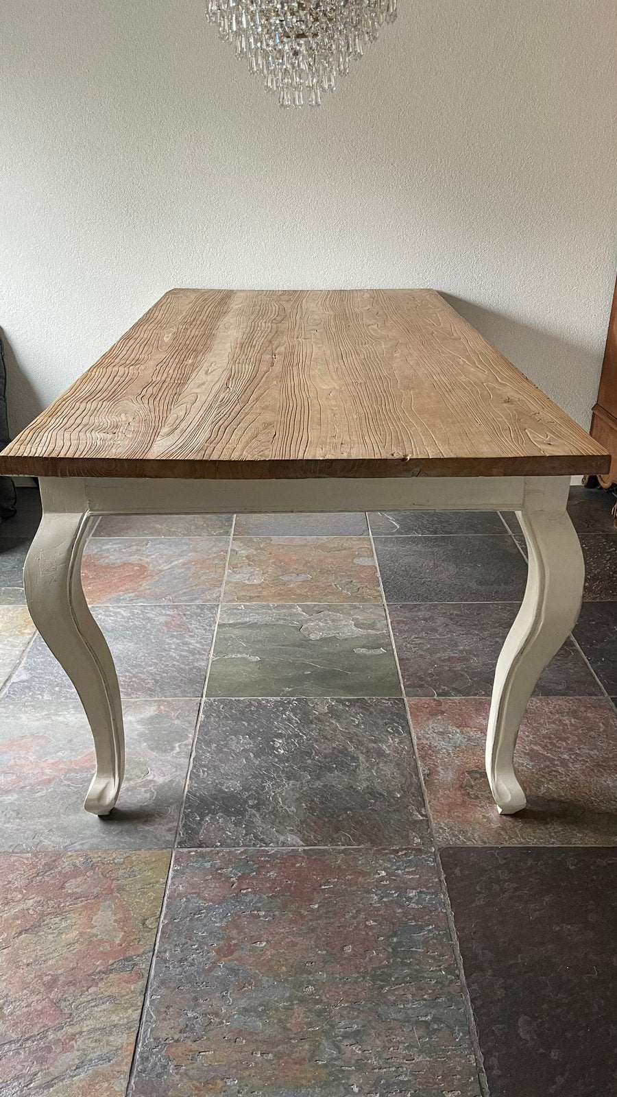 Landelijke eettafel queen ann/opium, Ophalen, Eikenhout, 200 cm of meer, 50 tot 100 cm