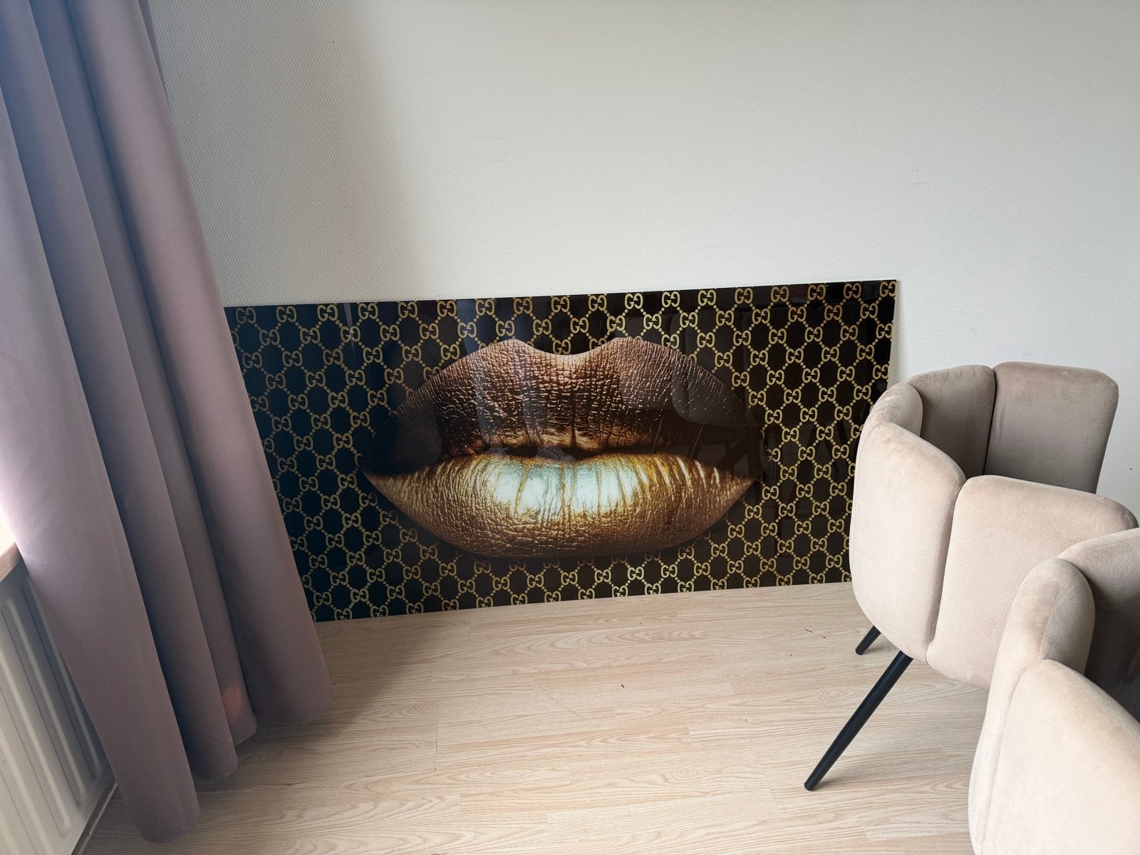 Groot Gucci Lippen Schilderij - Modern en Stijlvol, Huis en Inrichting, Woonaccessoires | Wanddecoraties, Ophalen, Schilderij
