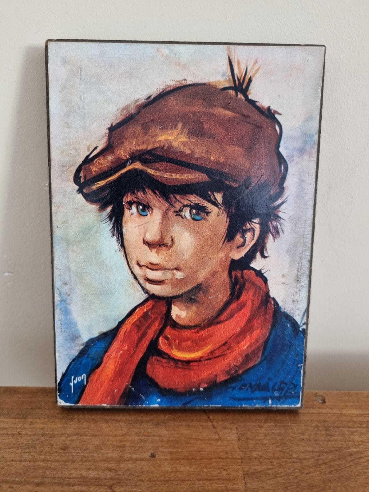 Vintage prent van jongen, Ophalen of Verzenden