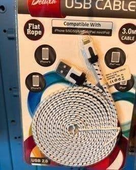 usb kabel wit 3 meter iphone, Ophalen of Verzenden, Nieuw, Minder dan 2 meter, Overige kabels