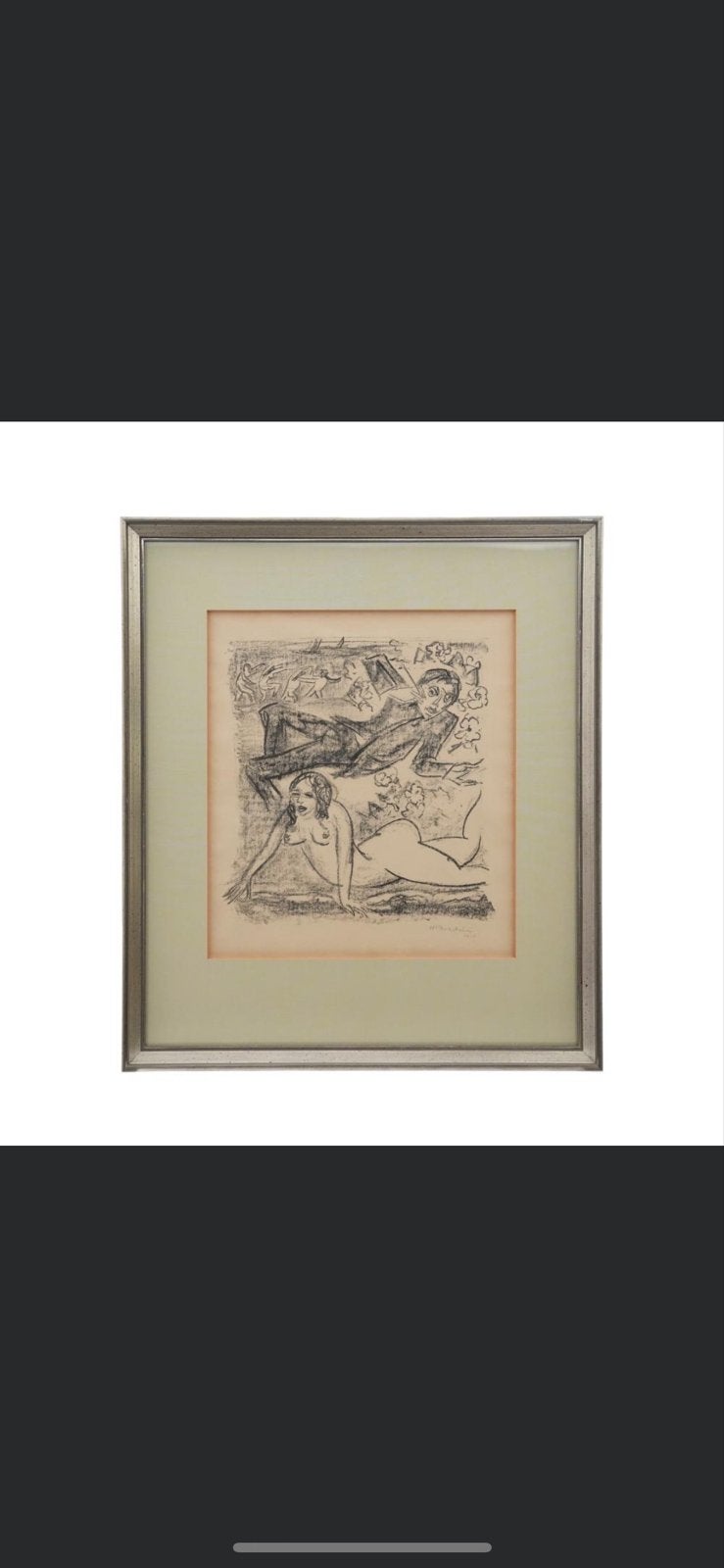 Max Pechstein Lithograaf: cleopatra en dichter, gesigneerd., Ophalen of Verzenden, Tekening, Potloodtekening, Gesigneerd