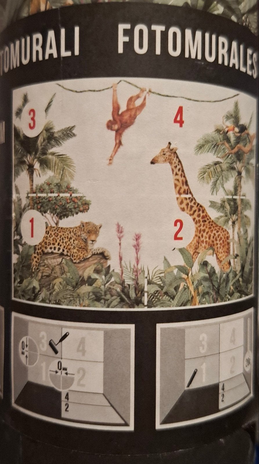 Jungle Fotobehang - 360x255cm met Luipaard, Giraffe en Aap, Huis en Inrichting, Ophalen, Nieuw