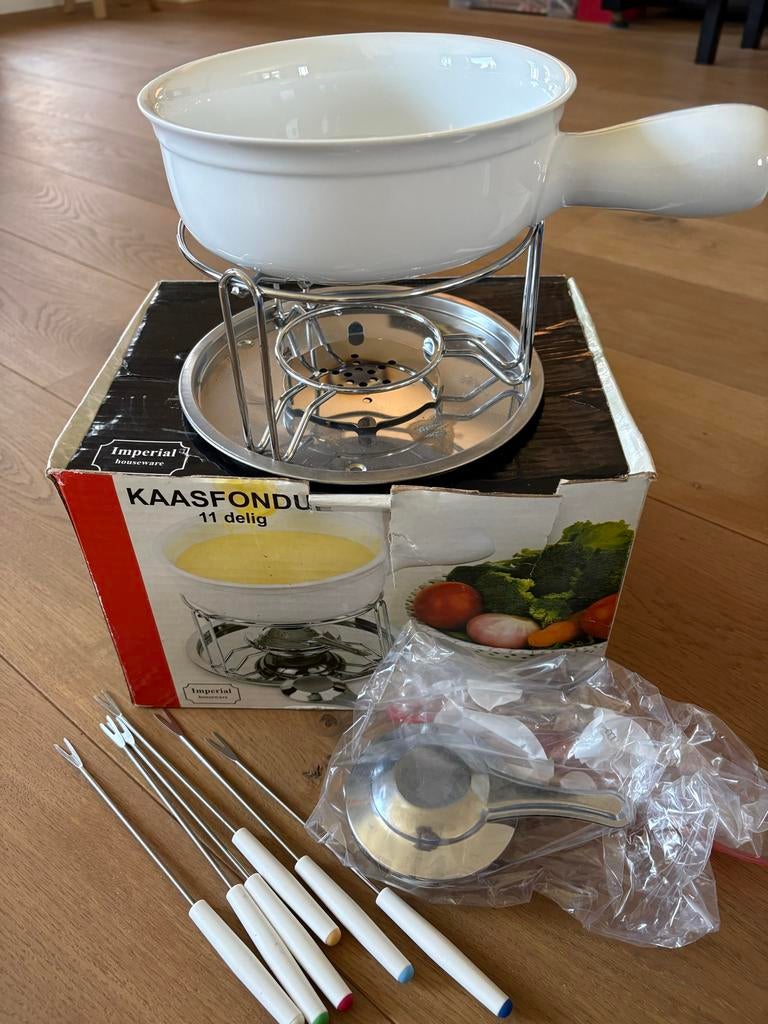 Kaasfonduepan - Complete set voor gezellige avonden, Overige typen, Ophalen of Verzenden, Zo goed als nieuw, Steen/keramiek