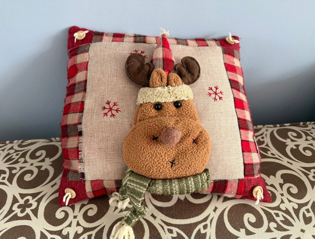 Kerst Rendier Kussen – 34 x 34 cm, Diversen, Ophalen, Gebruikt