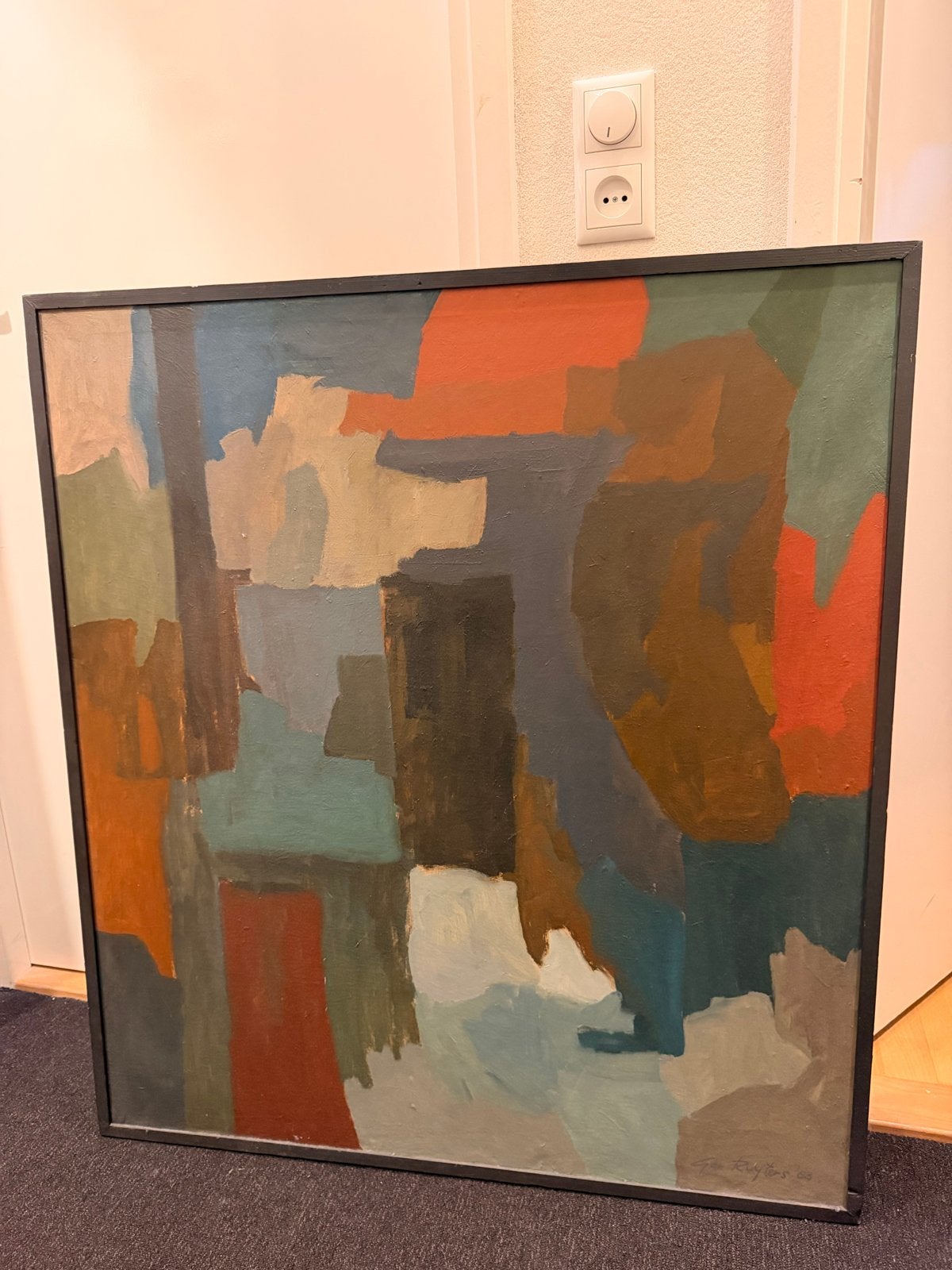 Abstract Schilderij Gesigneerd G. Ruijters '63, Antiek en Kunst, Kunst | Schilderijen | Abstract, Ophalen