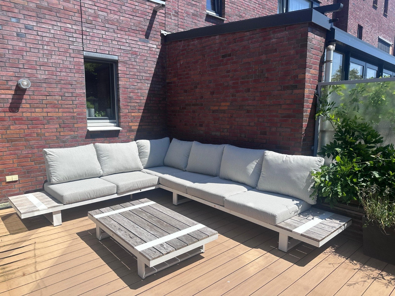 Luxe YOI Yuwaa loungeset van aluminium en teak, Tuin en Terras, Tuinsets en Loungesets, Ophalen