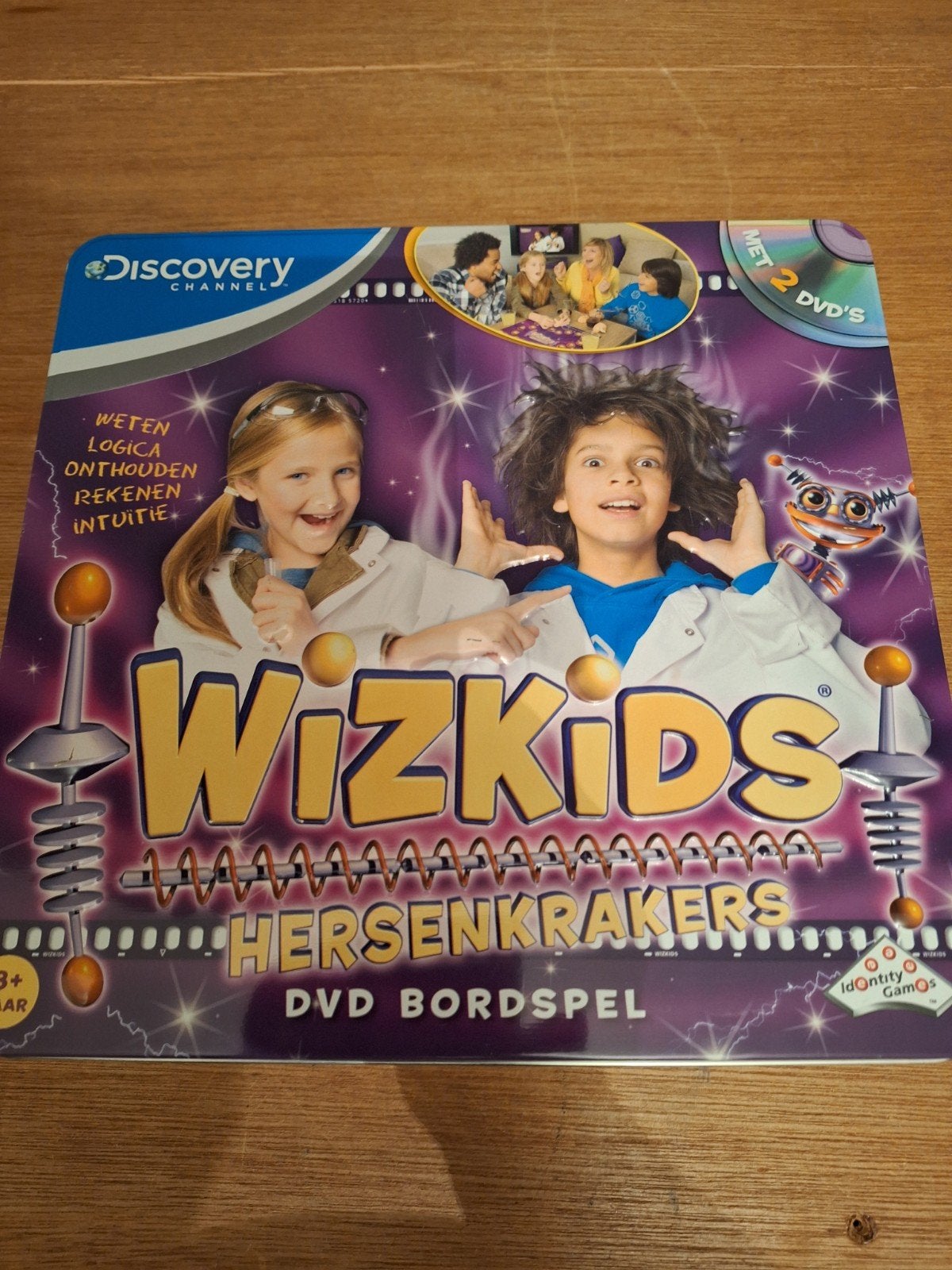 Wizkids Hersenkrakers DVD Bordspel - Discovery Channel, Drie of vier spelers, Ophalen of Verzenden, Gebruikt, Identity Games / Discovery Channel