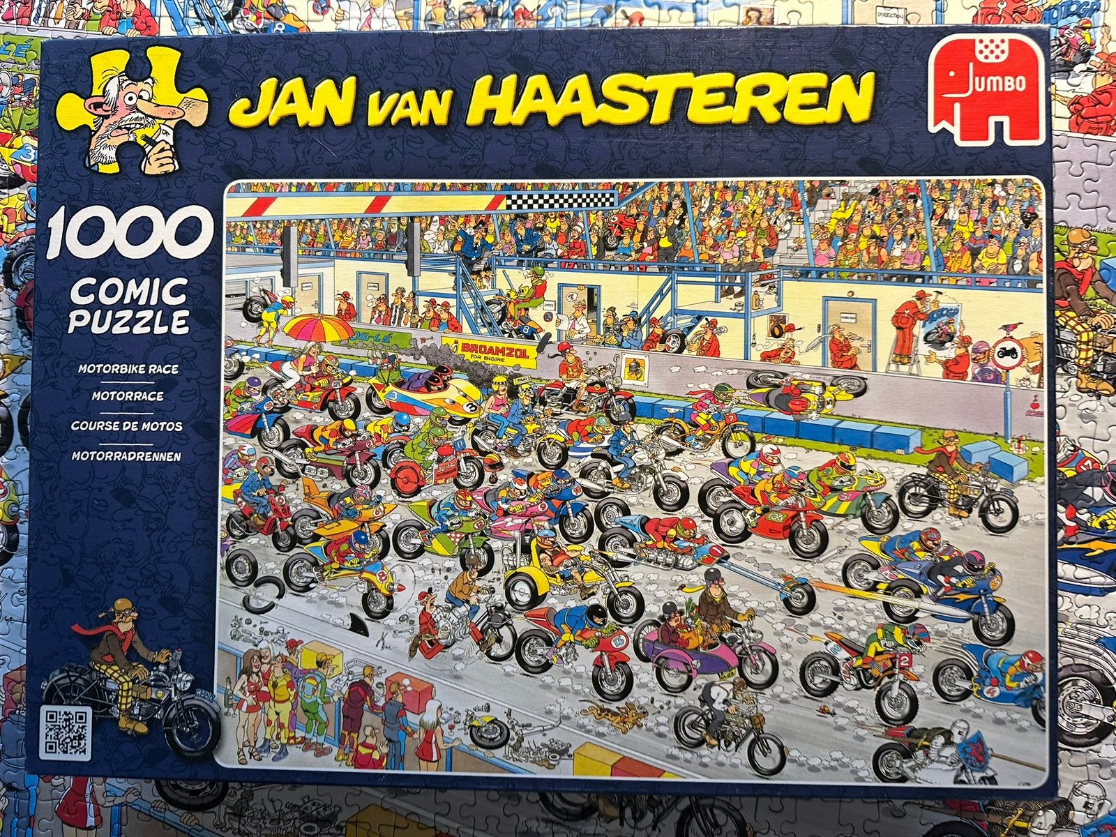 Van Haasteren puzzel 1000Moterbike race, Ophalen of Verzenden, 500 t/m 1500 stukjes, Gebruikt