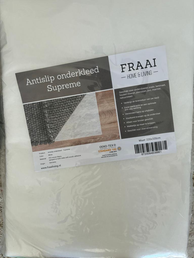 Nieuw in verpakking Antislip Onderkleed Supreme 220x320cm, Ophalen, Wit, Nieuw, 200 cm of meer