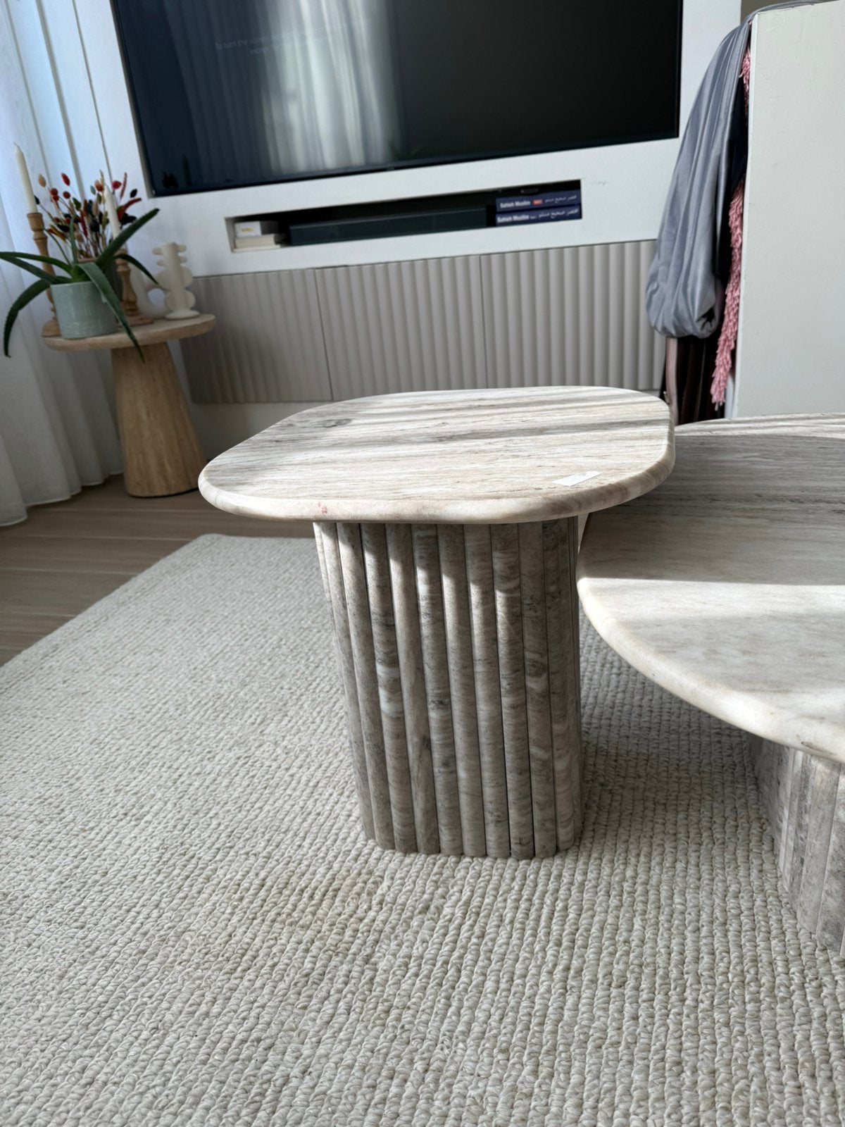 By-Boo Salontafel Dorique marmer en mangohout!, Ophalen, Rond, 50 tot 100 cm, Minder dan 50 cm
