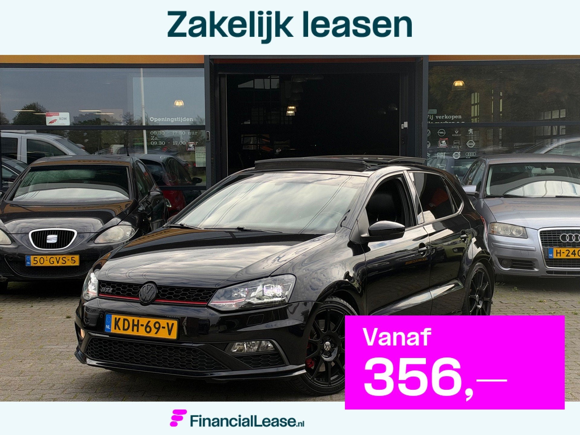 Volkswagen POLO 1.8 TSI GTI PANO/CAMERA/ABT/BOMVOL/VERLAAGD/, Gebruikt, Zwart, Leder, Bedrijf