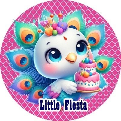 lf1089 icing frosting pauw 19cm eetbare taart print topper, Ophalen of Verzenden, Nieuw, Taarten, Versiering