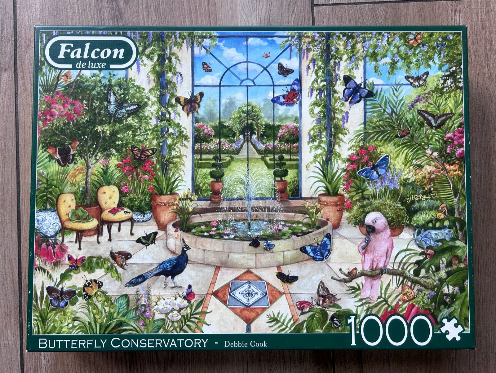 Falcon de luxe puzzel: Butterfly Conservatory (1000 stukjes), Ophalen of Verzenden, 500 t/m 1500 stukjes, Gebruikt