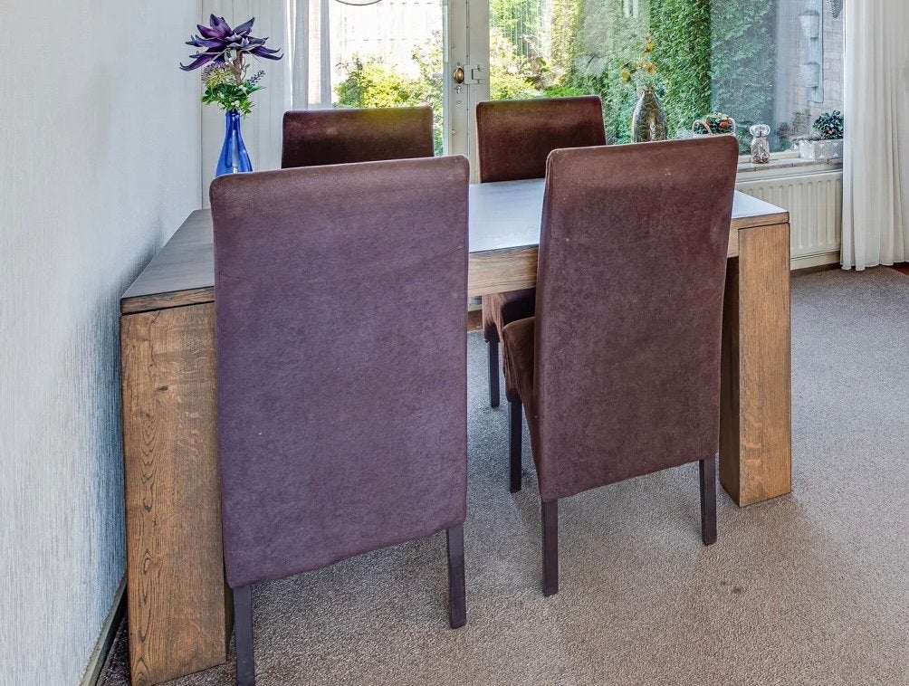 Eettafel massief eiken. Als nieuw., Ophalen, 100 tot 150 cm, Eikenhout, 50 tot 100 cm