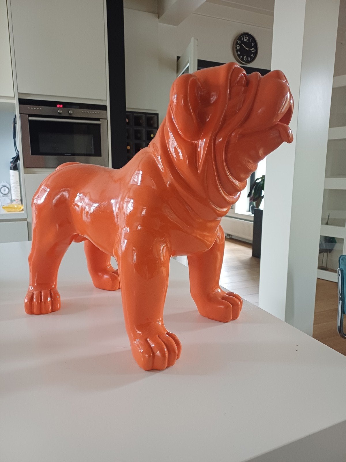 Oranje Bulldog Beeld - Decoratief en Opvallend, Ophalen, Kunststof, Zo goed als nieuw, Oranje