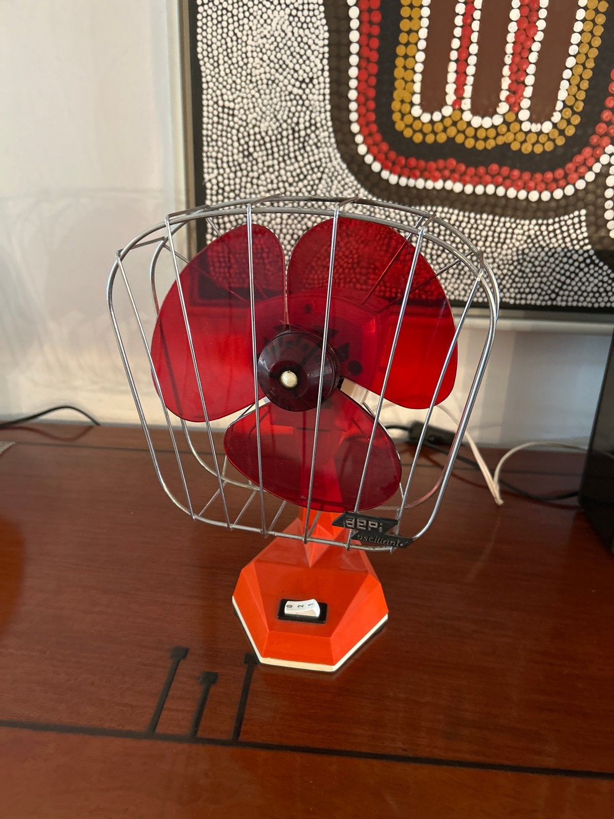 Vintage AEPi tafelventilator jaren 60 rood – retro design, Ophalen of Verzenden, Gebruikt, Tafelventilator