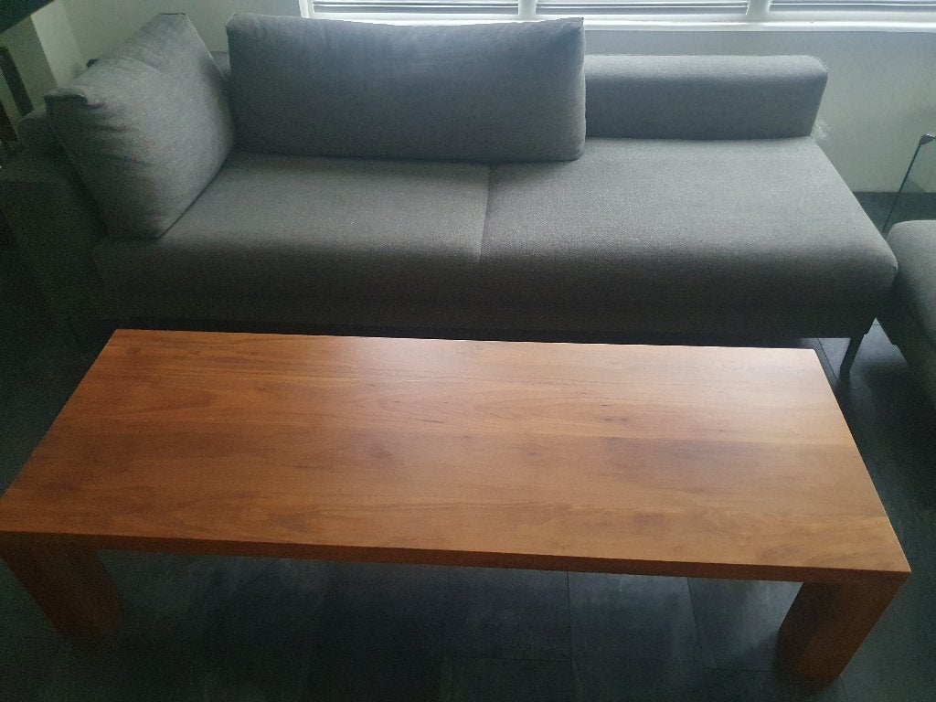 Kees Verhouden CASE notenhouten salontafel, Zo goed als nieuw, 150 tot 200 cm, Minder dan 50 cm, Rechthoekig
