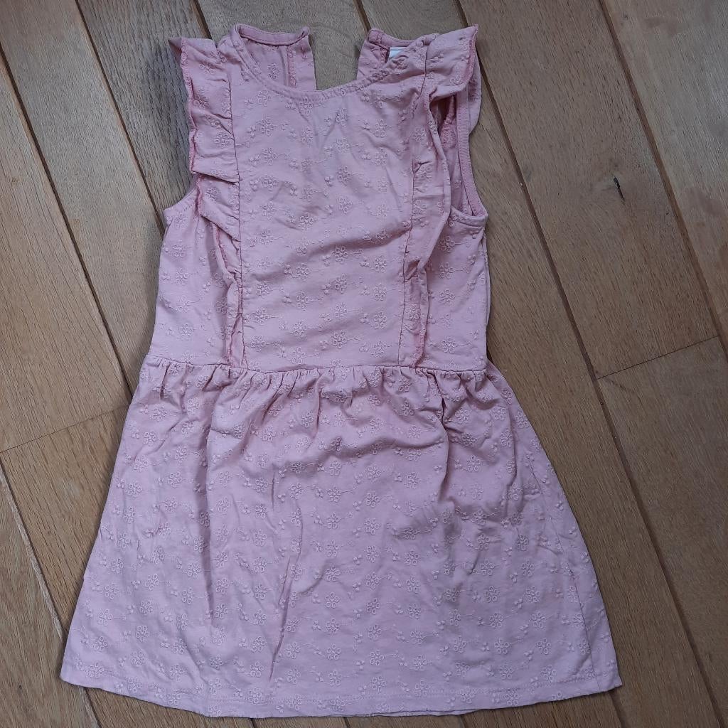 HEMA overgooier jurk roze broderie maat 122/128, Meisje, Ophalen of Verzenden, Zo goed als nieuw, Jurk of Rok