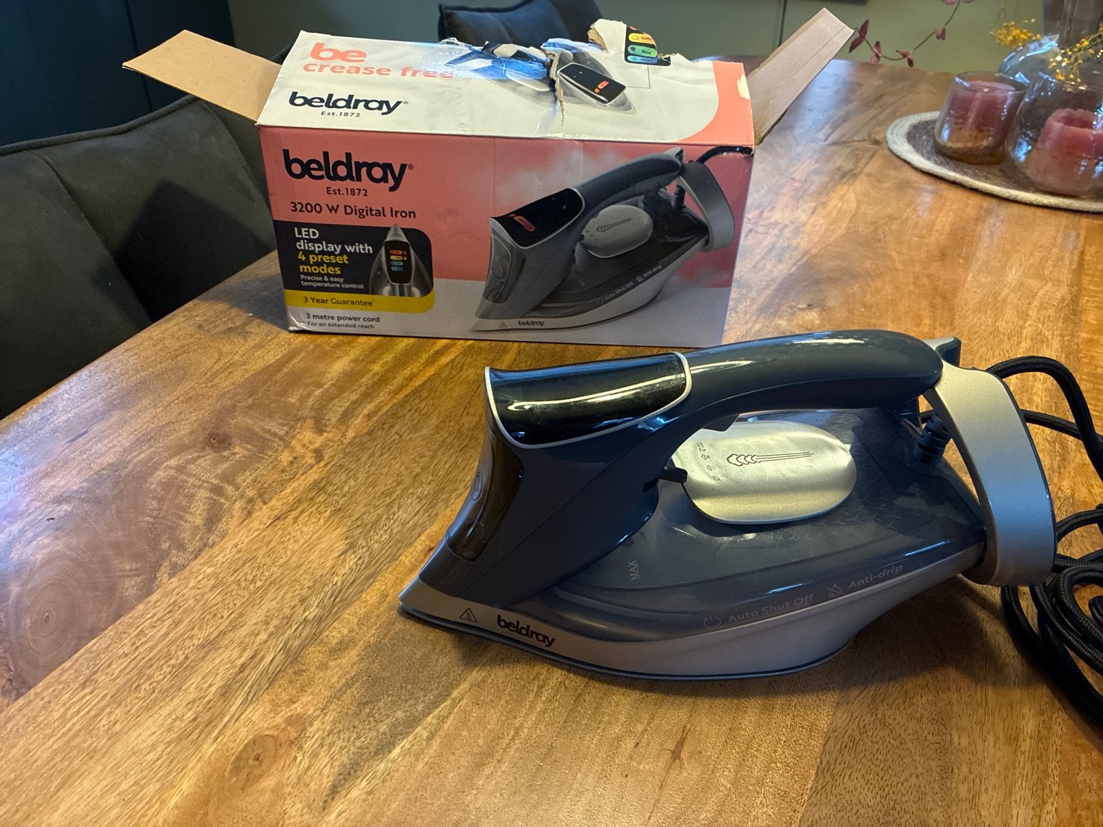 Beldray 3200W Digitaal Strijkijzer met LED Display, Witgoed en Apparatuur, Ophalen of Verzenden, Nieuw, Strijkijzer met snoer
