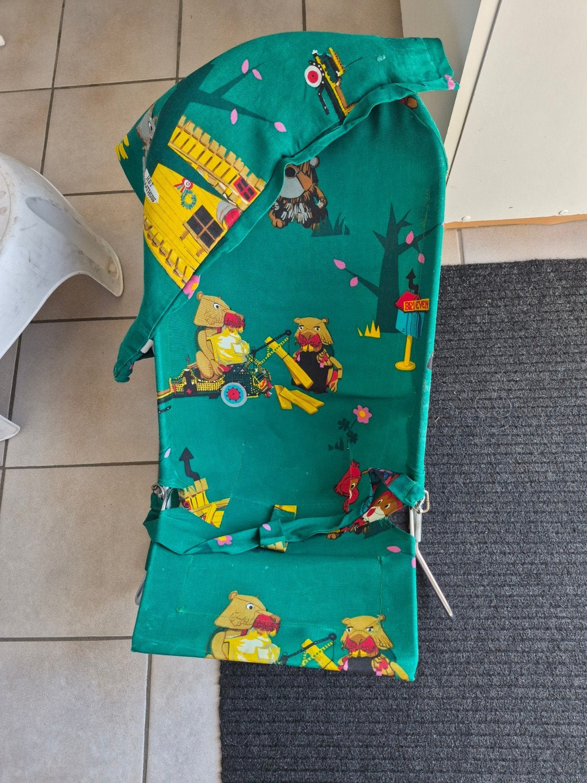 Vintage wipstoeltje jaren '80 - Fabeltjeskrant bekleding, Ophalen, Gebruikt, Wipstoel, Overige merken