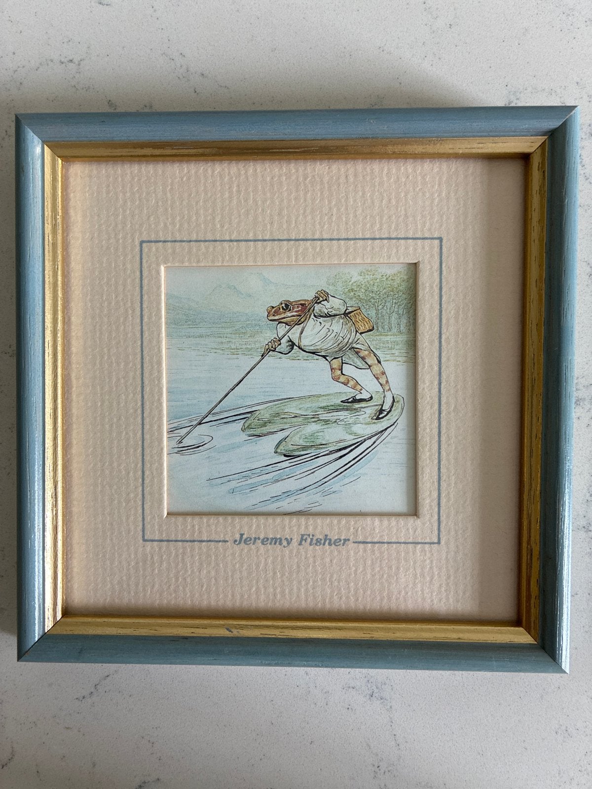 Beatrix Potter Jeremy Fisher ingelijste print, Minder dan 50 cm, Oorspronkelijke maker, Ophalen of Verzenden, 5 – 50
