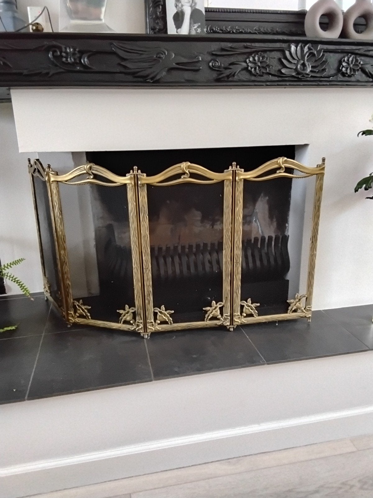 Sierlijk Nostalgisch Koperen Spatscherm voor Openhaard, Ophalen, Gebruikt, Klassiek, Goud